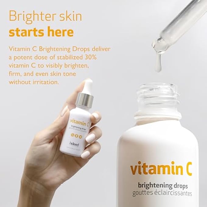 Indeed LABS VITAMIN C BRIGHTENING DROPS LIGHTWEIGHT VITAMIN C &HYALURONIC ACID FACIAL SERUM, ANTI AGING SERUM REDUCES FINE LINES, WRINKLES, HYPERPIGMENTATION & IMPROVE SKINS BARRIER & ELASTICITY - Image 2